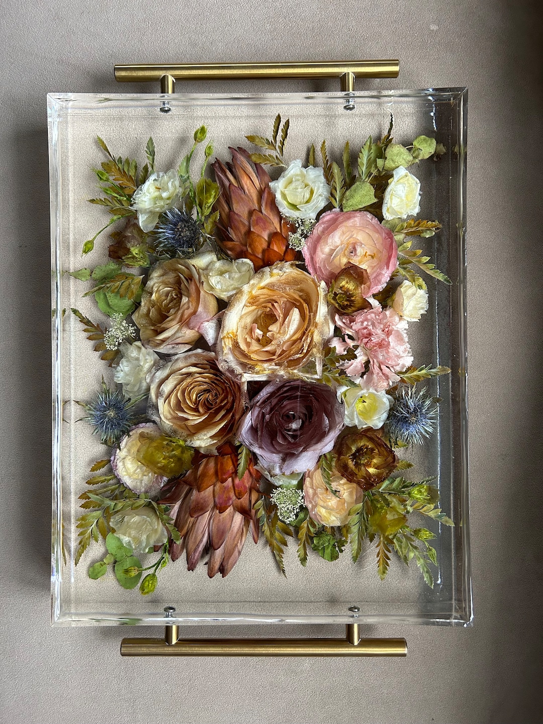 Bouquet Preservation,wedding Flower Resin Tray,custom Resin Tray With Dry Flowers,resin Tray