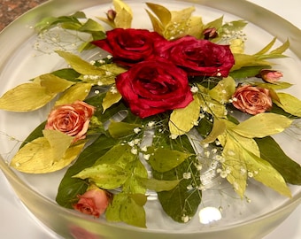 Wedding Flower Resin Lazy Susan: Custom Bouquet Preservation Turntable