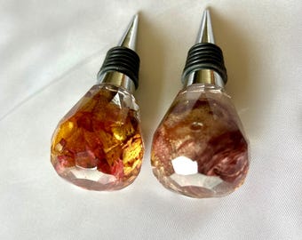 Custom Bridal Bouquet Resin Wine Stopper, Wedding Flower Preservation