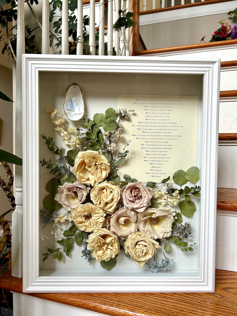 Custom Wedding Bouquet Shadow Box | Pressed Flower Heirloom Keepsake Frame image 3