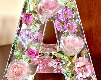 Custom Resin Floral Letter | Wedding Bouquet Preservation Initial | Personalized Flower Keepsake | Bridal & Memorial Decor