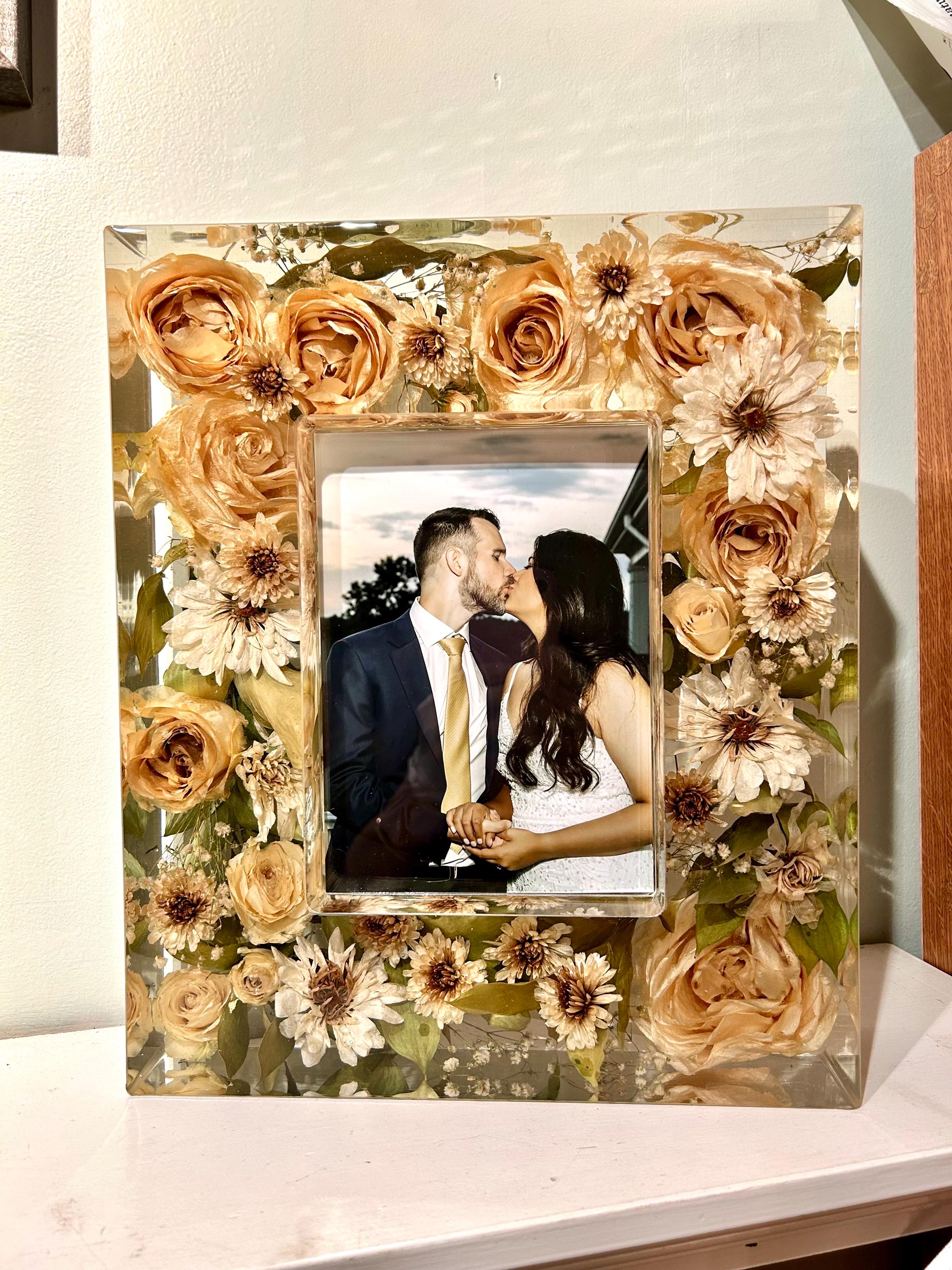 Cornice portafoto per bouquet da sposa, con ciondolo per foto, ricordo personalizzato, con pizzo, per matrimonio, sposa, commemorazione