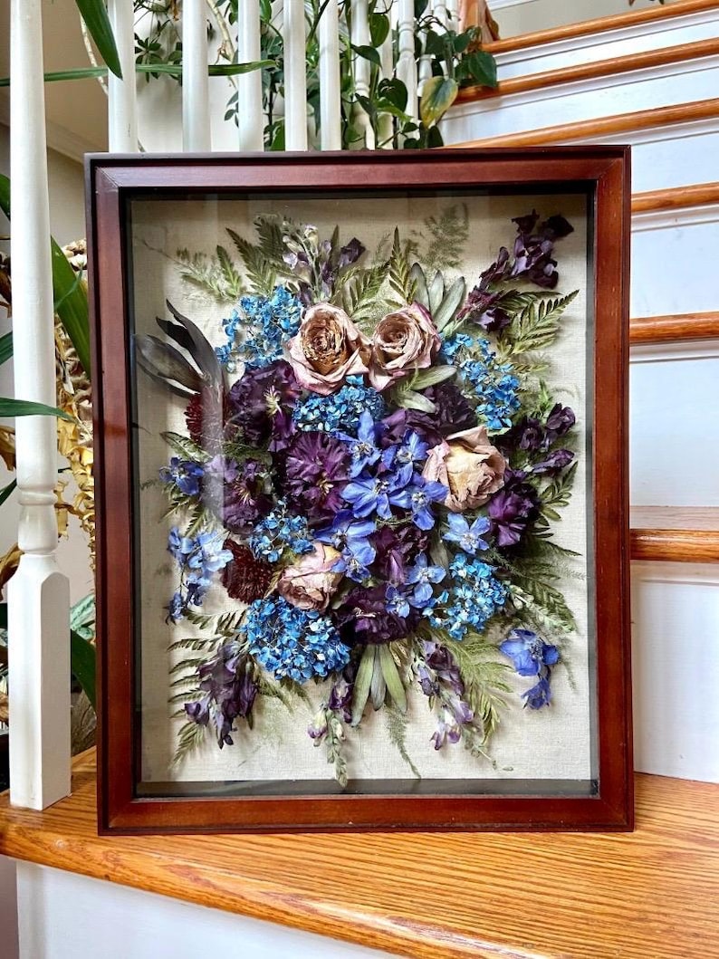 Custom Wedding Bouquet Shadow Box | Pressed Flower Heirloom Keepsake Frame image 14