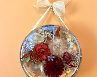 Custom Wedding Bouquet Resin Preservation: flower preservation,Round Floral Wall Hanging,