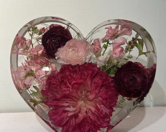 Heart Resin Block,custom Wedding Bouquet & Boutonniere Preservation