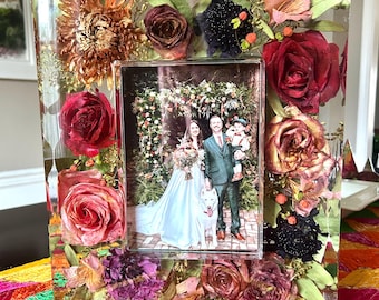 Resin Flower Preservation Picture Frame,custom Wedding & Memorial Bouquet keepsake