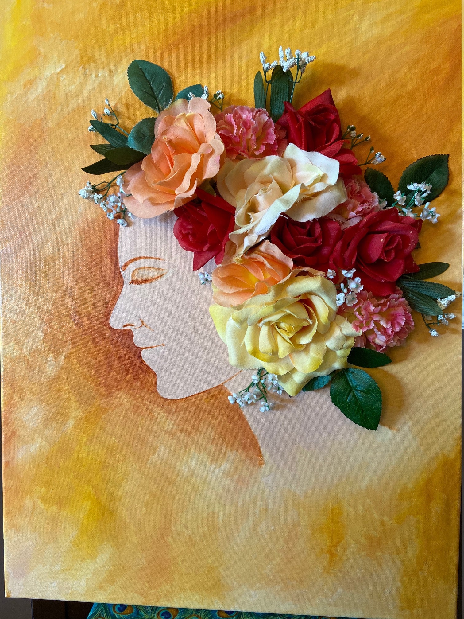 Oil Painting facePainting head with flowersFlower head Etsy