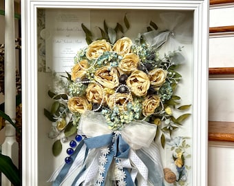Custom Wedding Bouquet Shadow Box | Pressed Flower Heirloom Keepsake Frame