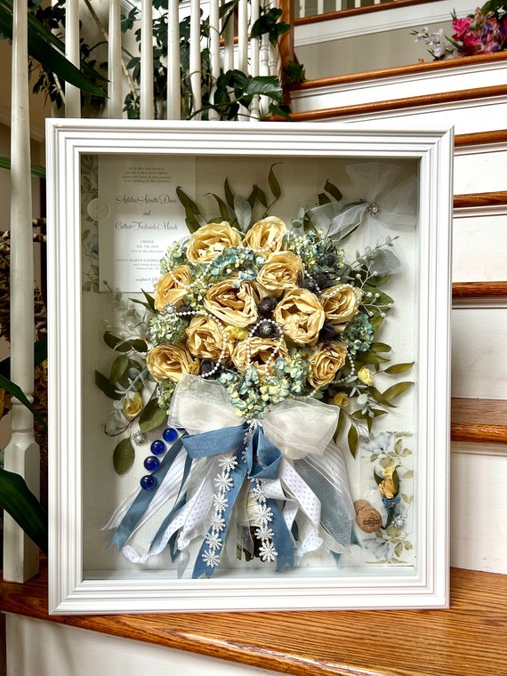 Custom Wedding Bouquet Shadow Box | Pressed Flower Heirloom Keepsake Frame