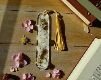 Pressed Flower Resin Bookmark: custom Wedding Bouquet Preservation