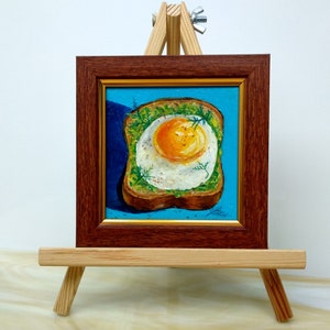 Food still life Oil painting framed 4x4 painting Original painting
