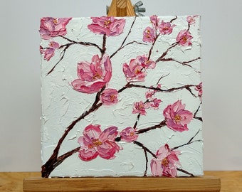 Sakura oil painting Impasto flower painting Cherry blossom tree painting