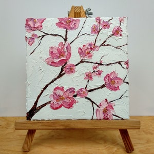 Sakura oil painting Impasto flower painting Cherry blossom tree painting