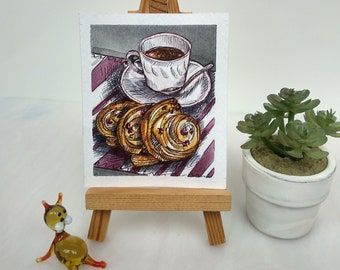 Food watercolor Small watercolor painting Coffee illustration