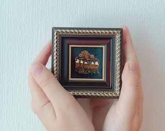 Cake painting Painting original Food painting Kitchen art framed Small painting Oil painting original Bakery decor Kitchen oil painting 2x2