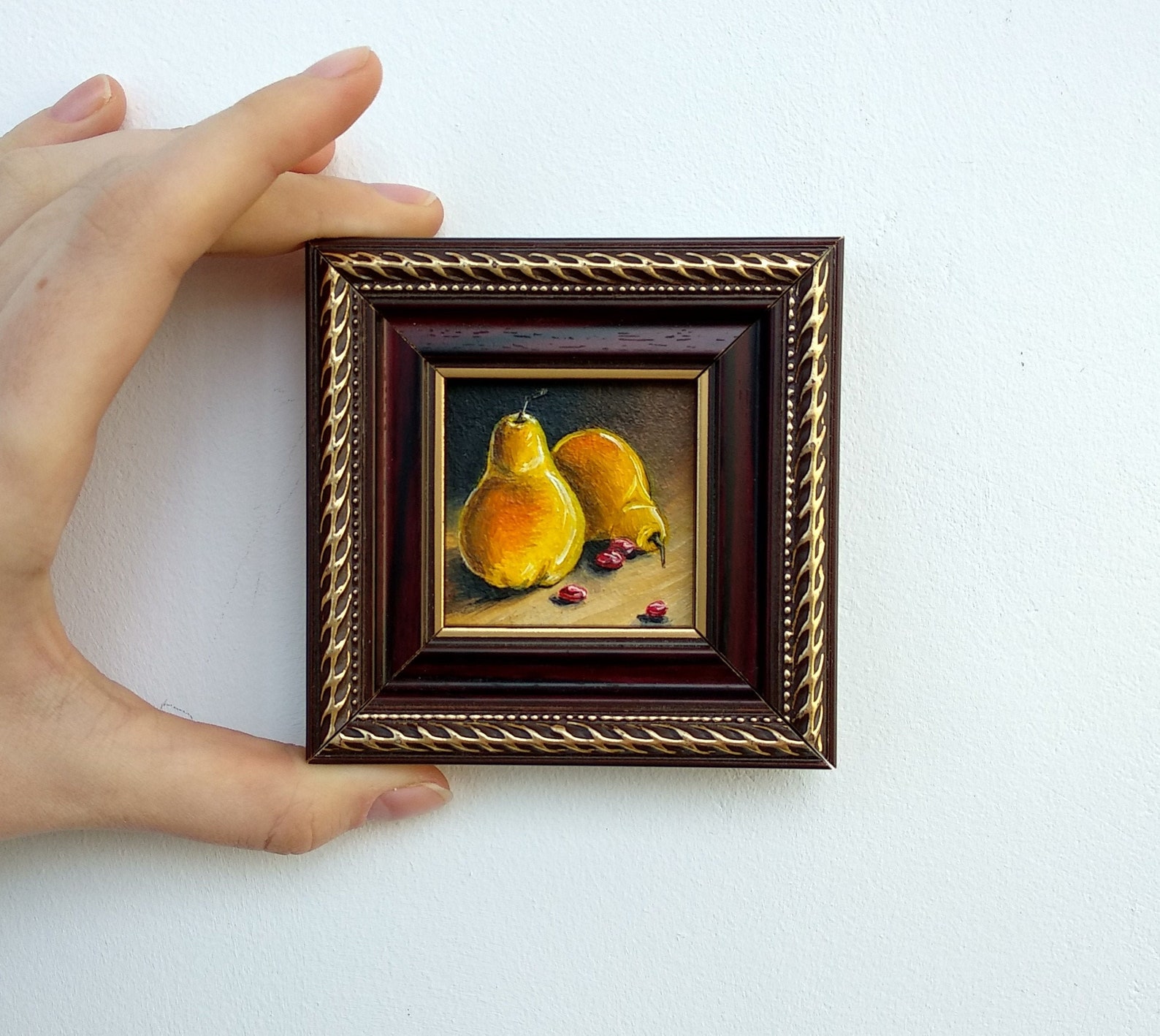 Miniature Painting Fruit Oil Painting Tiny Framed Art Etsy