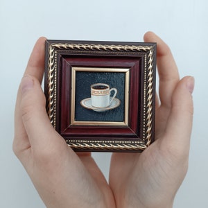 Framed oil painting Miniature painting Still life painting Original  painting Drink painting Kitchen painting Food painting Coffee painting