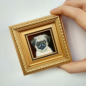 Pug portrait painting Dog oil painting Memorial dog painting image 3