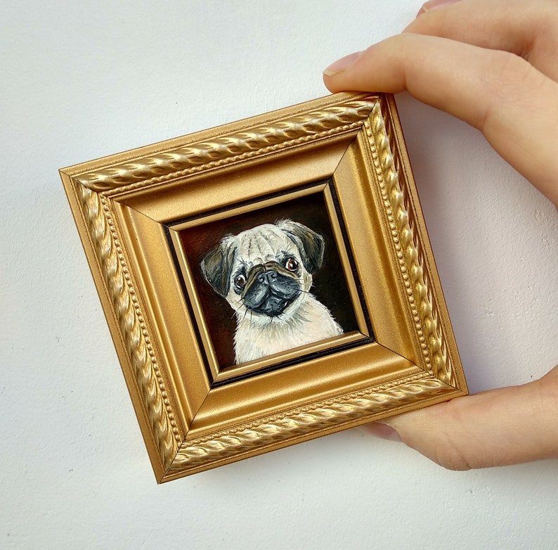 Pug portrait painting Dog oil painting Memorial dog painting image 3