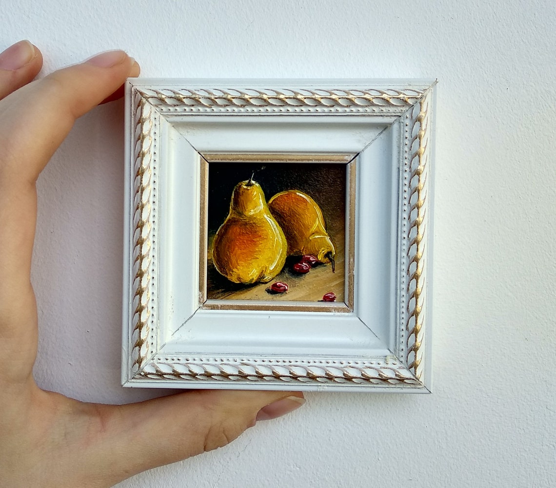 Miniature painting Fruit oil painting Tiny framed art Etsy