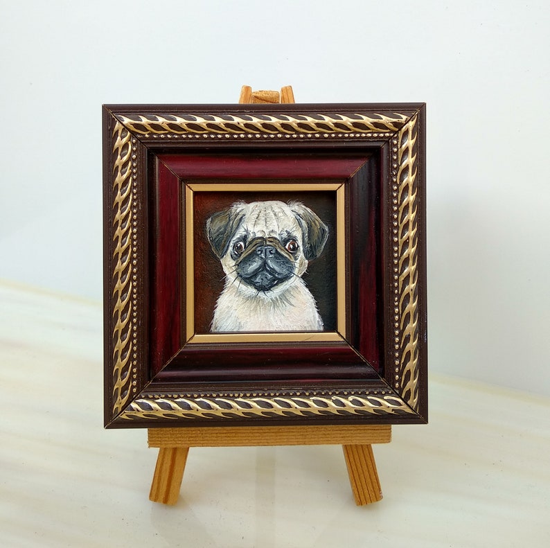 Pug portrait painting Dog oil painting Memorial dog painting image 8