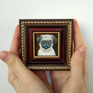 Pug portrait painting Dog oil painting Memorial dog painting image 5