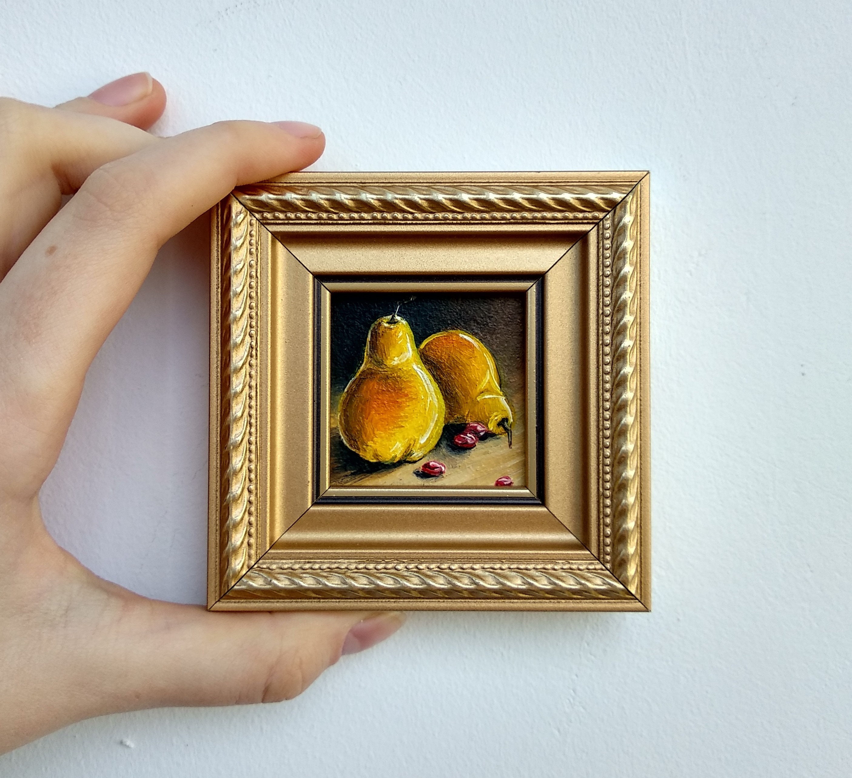 Miniature Painting Fruit Oil Painting Tiny Framed Art Etsy