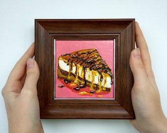 Dessert painting Mini original painting 4x4 Cake artwork