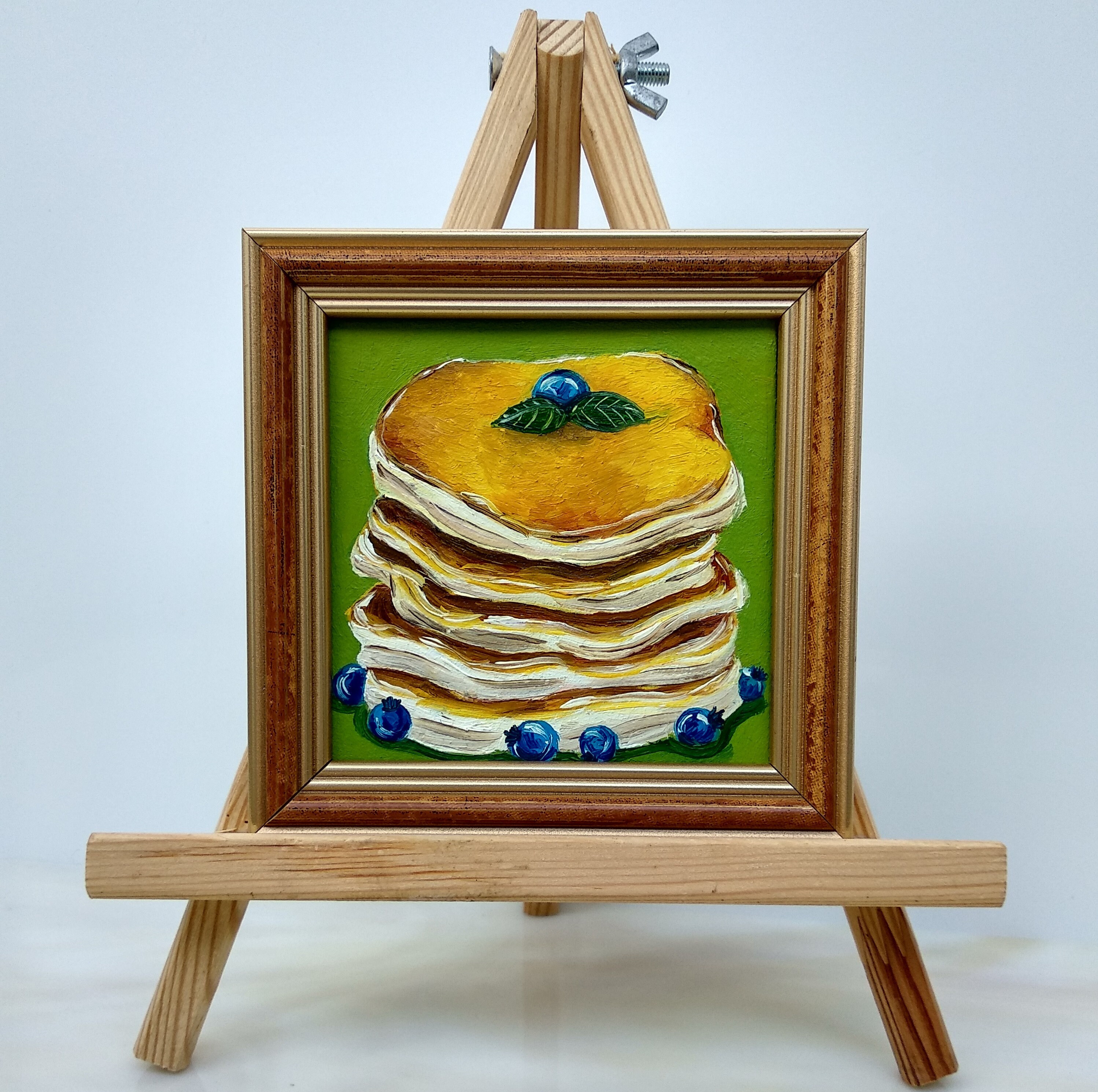 Pancake Oil Painting Food Artwork 4x4 Painting Framed Etsy UK