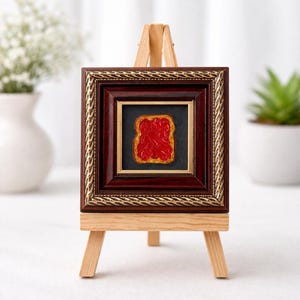 Jam toast painting Food oil painting Food wall art Still life painting Painting 2x2 Original painting Impasto oil painting Small painting