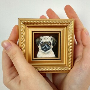 Pug portrait painting Dog oil painting Memorial dog painting image 4