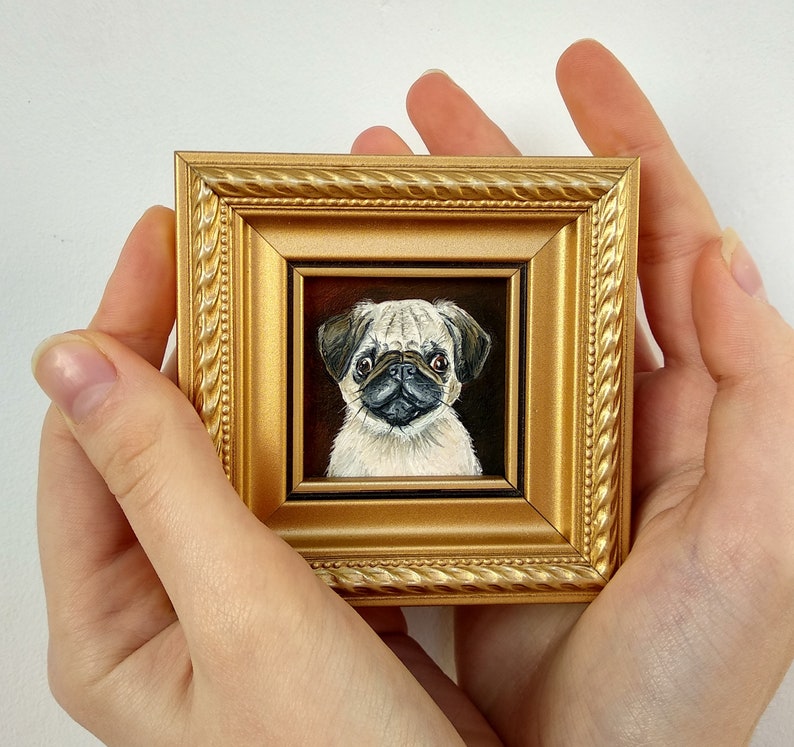 Pug portrait painting Dog oil painting Memorial dog painting image 4