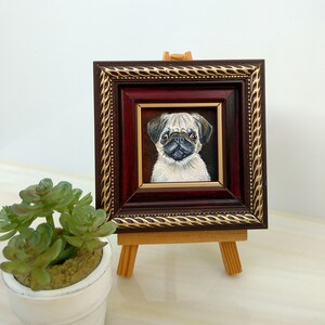 Pug portrait painting Dog oil painting Memorial dog painting image 7