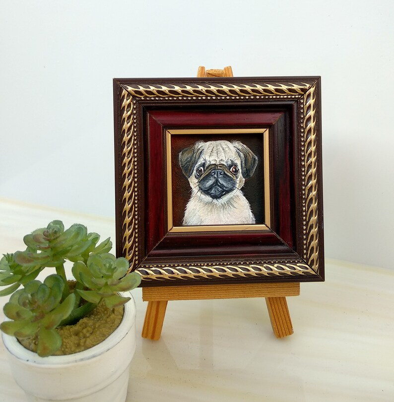 Pug portrait painting Dog oil painting Memorial dog painting image 7