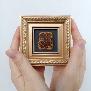 Nuttela toast Tiny oil painting Miniature wall art Food Still life painting Dessert Wall oil artwork 2x2
