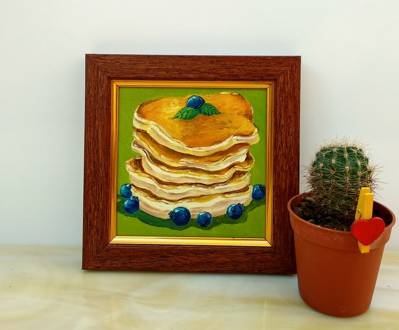 Pancake art Food oil painting 4x4 painting Etsy