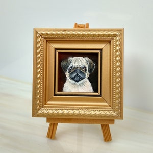 Pug portrait painting Dog oil painting Memorial dog painting image 2