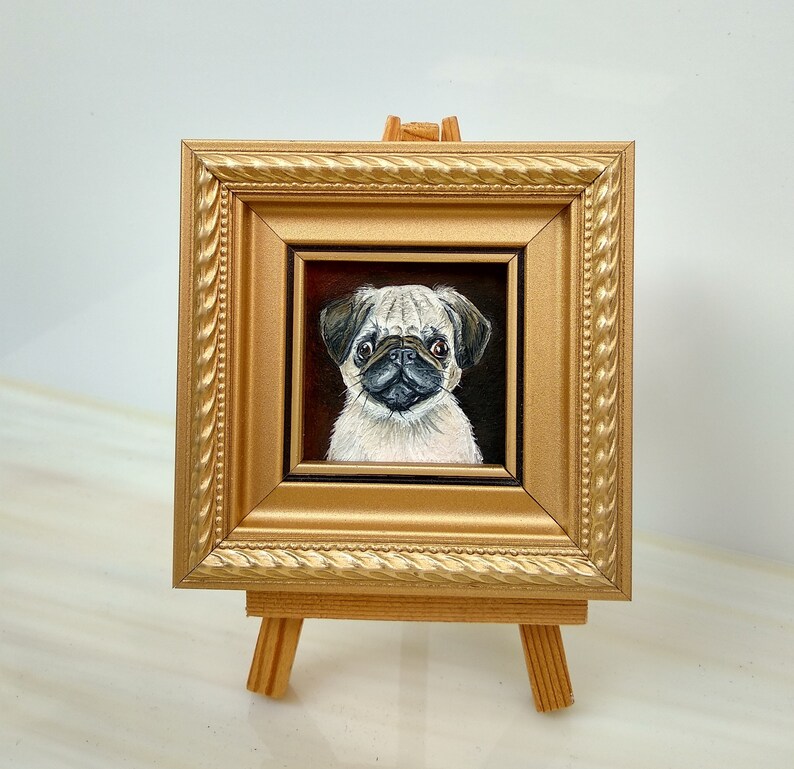 Pug portrait painting Dog oil painting Memorial dog painting image 2