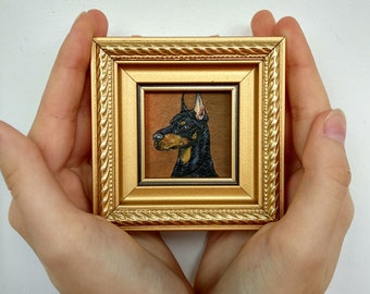 Dog portrait oil painting Doberman painting Custom dog painting