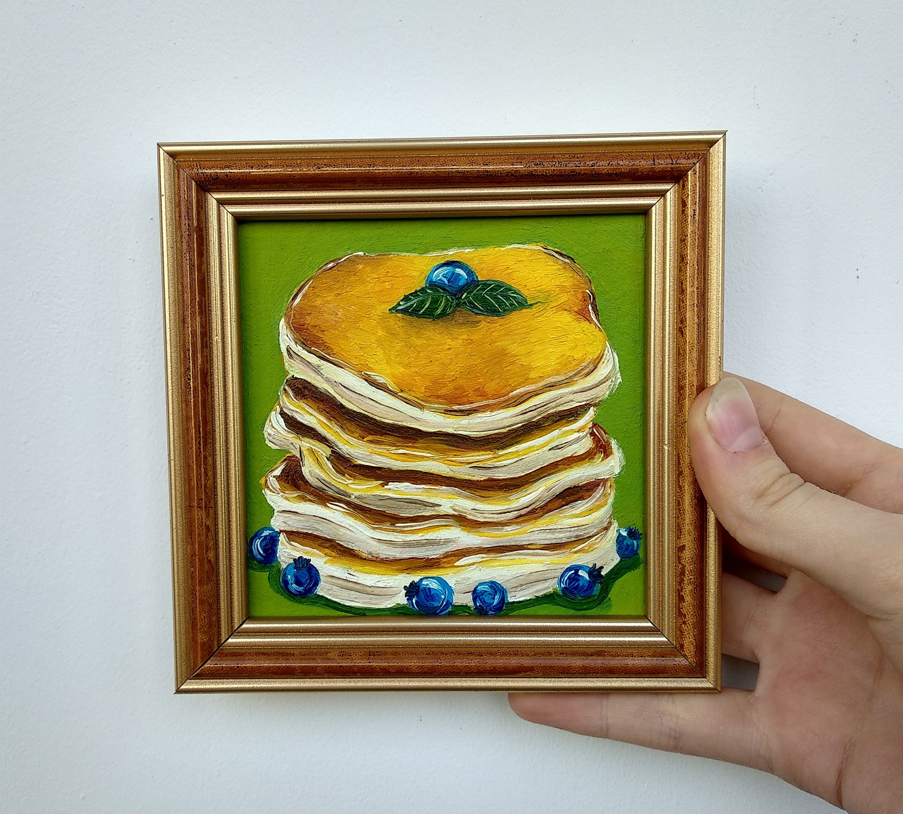Pancake Oil Painting Food Artwork 4x4 Painting Framed Etsy UK