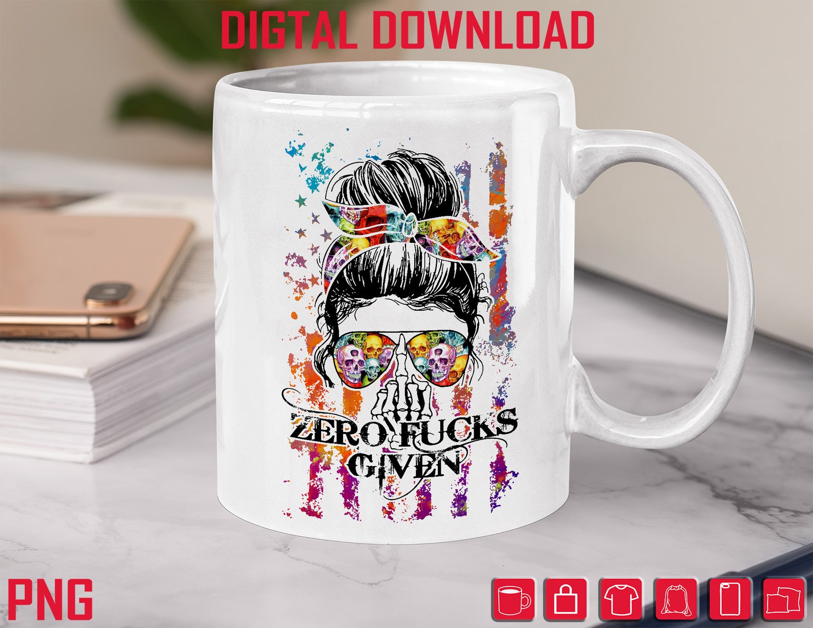 Zero Fucks Given Flag Tie Dye Skull Gift For Friends Clip | Etsy