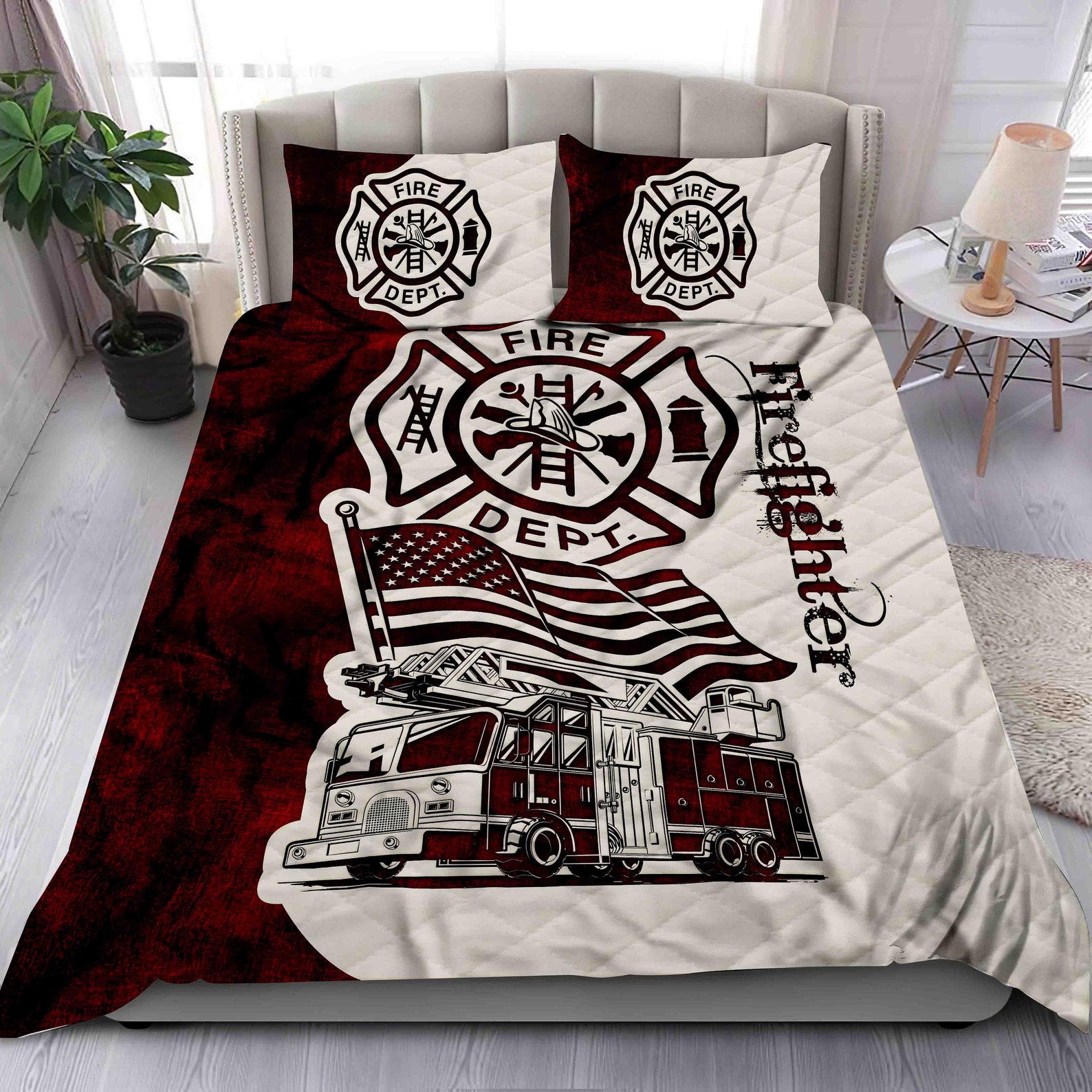 Firefighter Fire Truck Quilt Bed setFirefighter bedding Etsy