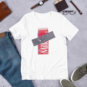 Duct-Taped Milk Carton Tee – Dairy of the Absurd
