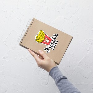 Frenchie Fries Aufkleber - Süßer Französische Bulldogge & Pommes Vinyl Aufkleber, Geschenk für Hundeliebhaber, Lustiger Essen Aufkleber
