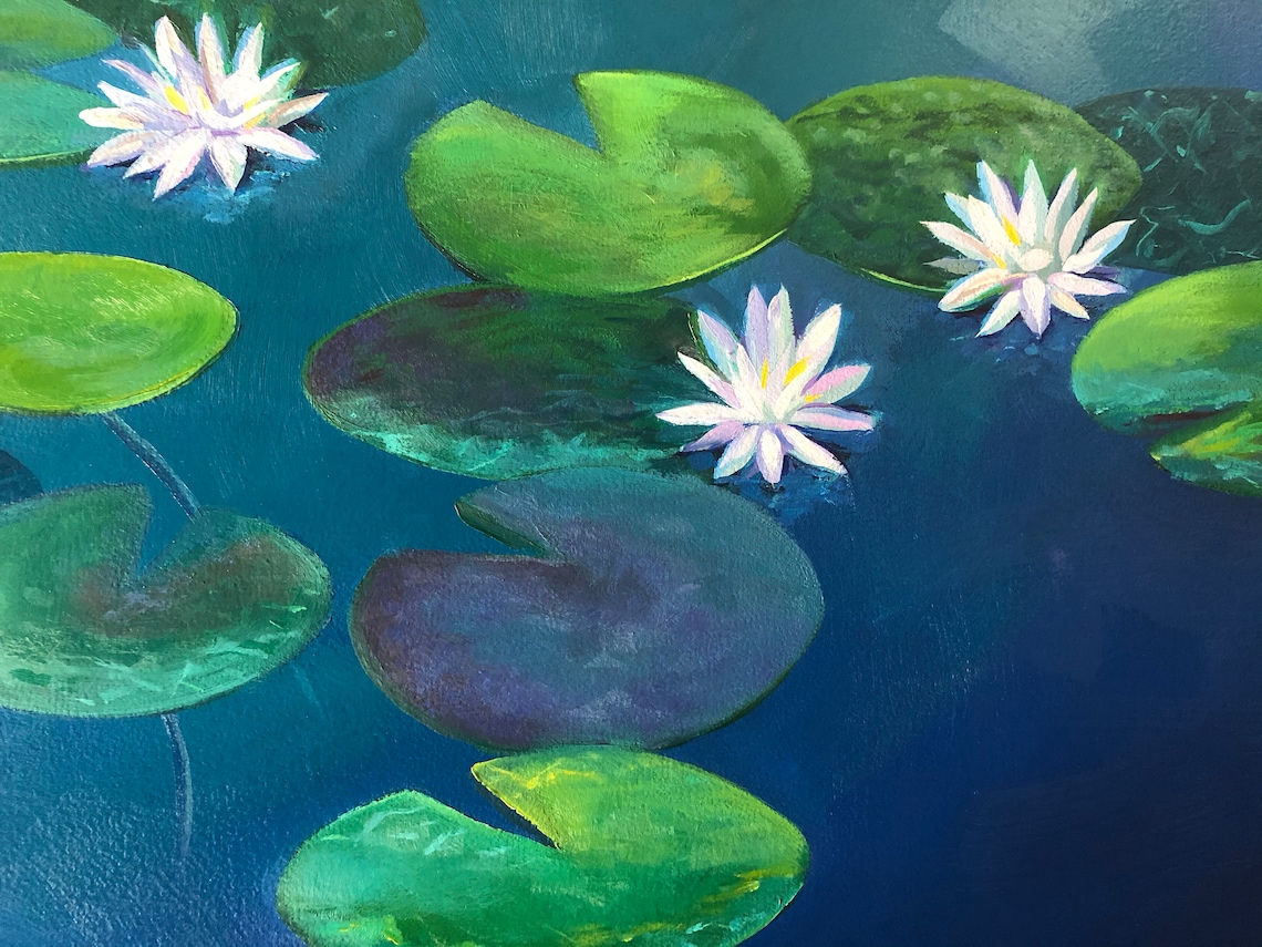 Lily Pads 60x36 ORIGINAL Oil Painting the Lily Pad Pond | Etsy