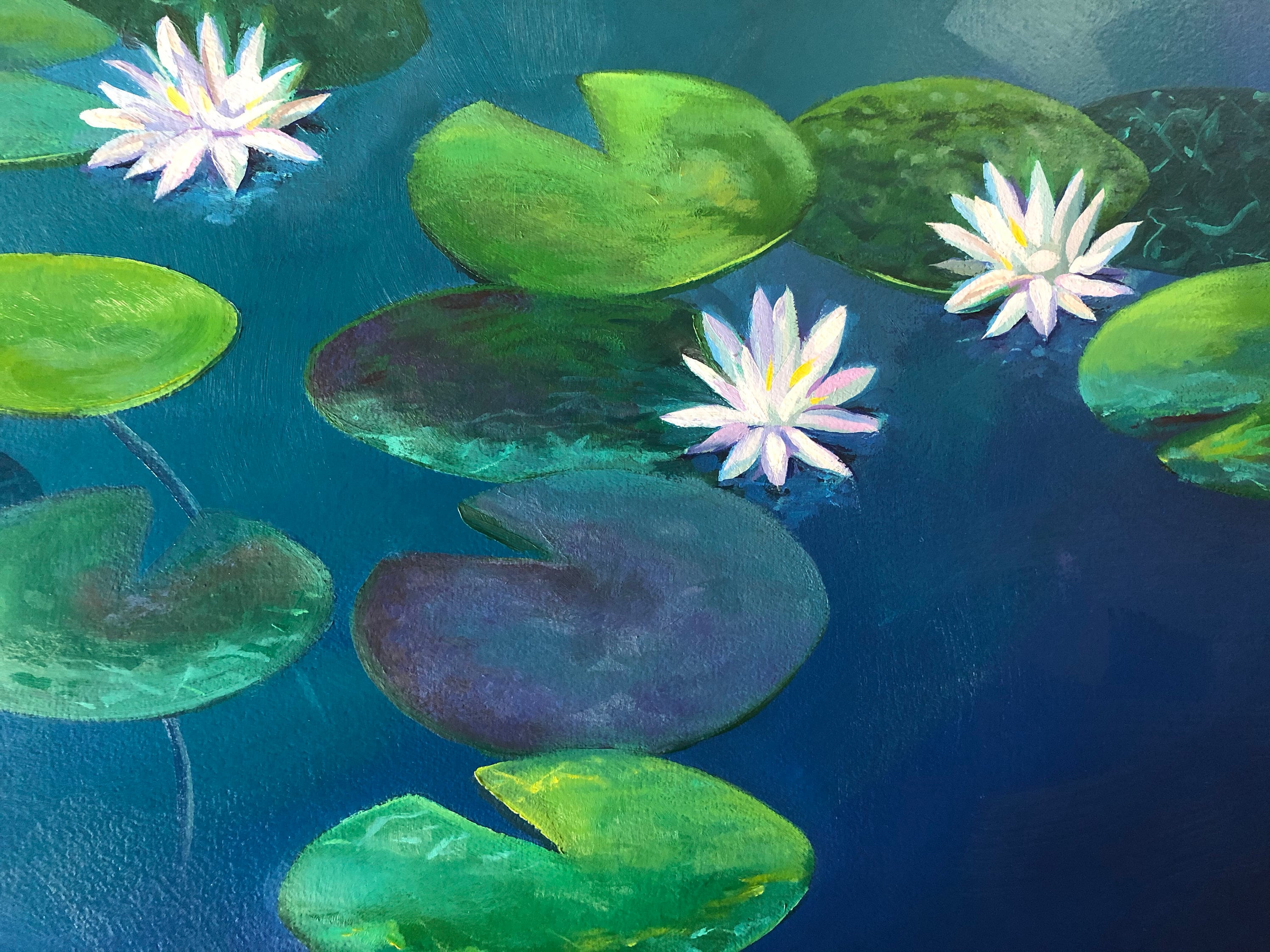 Lily Pads 60x36 Original Oil Painting Létang Lily Pad Lys Etsy