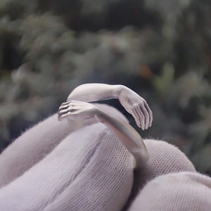 Knuffelring, knuffelen zilver Unieke ring voor uitdrukking van liefde, Verstelbaar cadeau voor hem, Cadeau voor haar, Presenteer je liefde, Bbf-cadeau