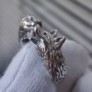 Alpha Female Wolf Silver ring, Shewolf ring, Wolf silver ring, Alpha Couple Wolf ring, Loba ring, Adjustable ring, gift for her