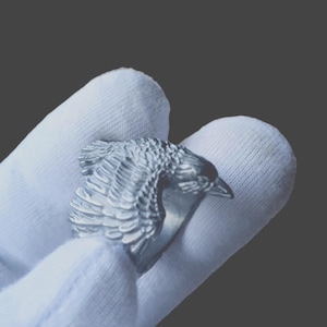 Crow Ring, Viking Norse Mythology Crow Silver Ring, Crow Jewelry, The messenger Raven Dream of the Endless ring, Hallowen silver ring