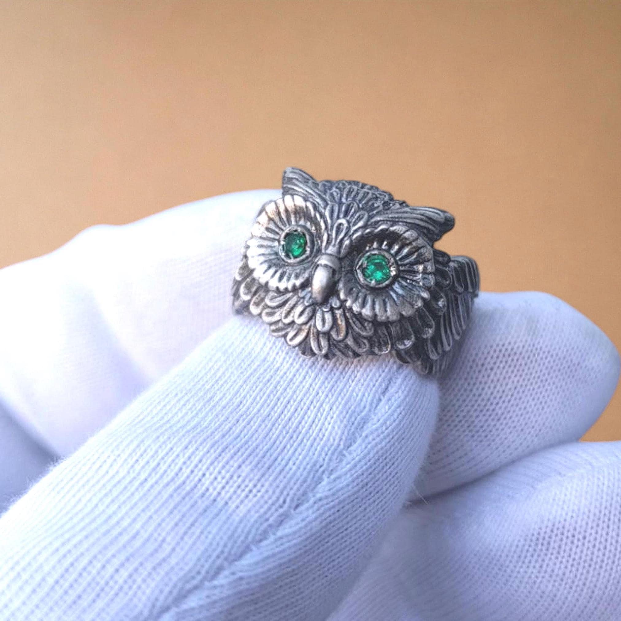 925 Silver Owl Ring, Athena Symbol